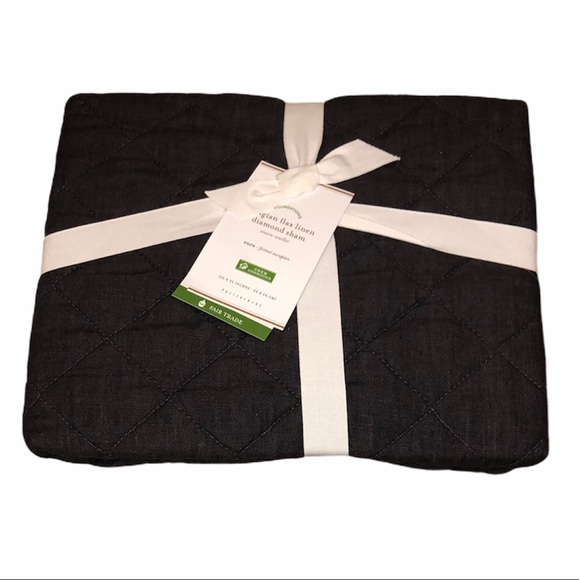 Pottery Barn Other - Pottery Barn Linen Diamond Quilted Euro Sham Ebony